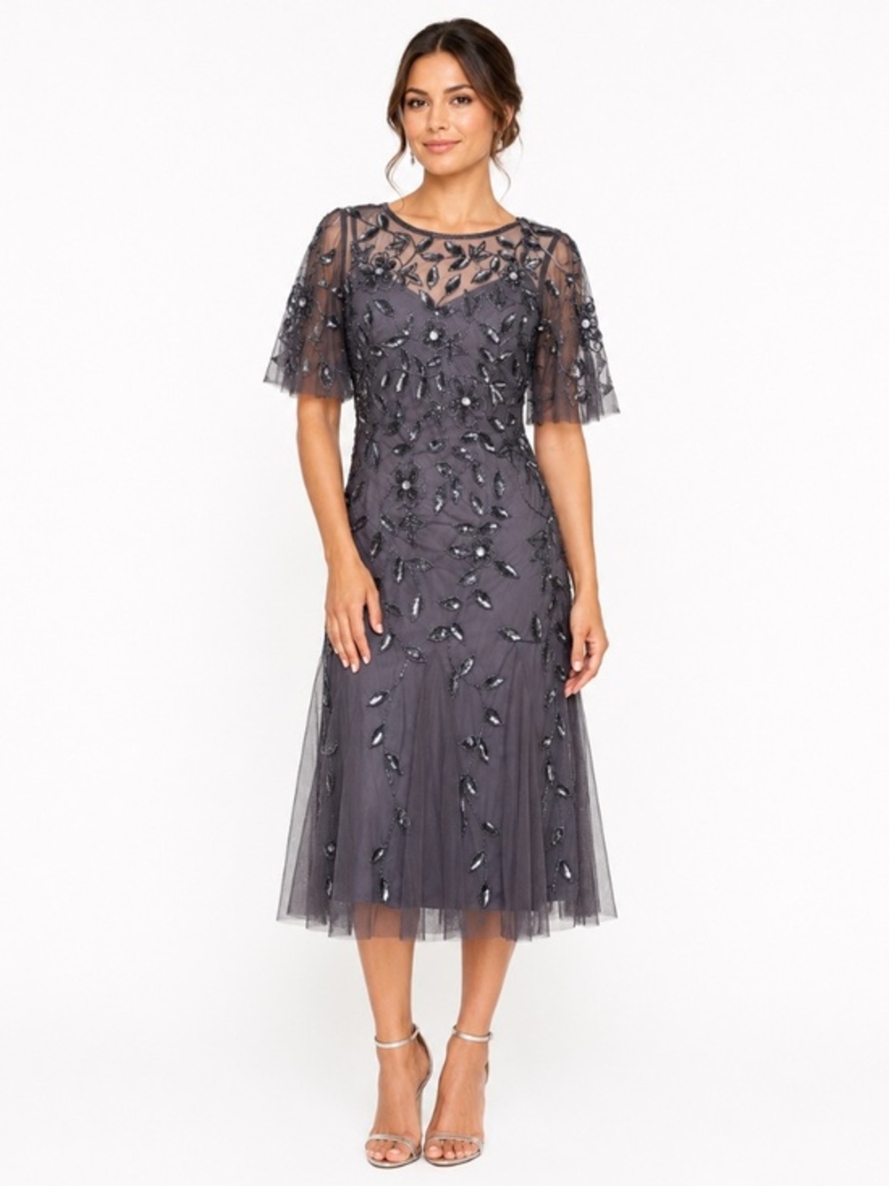 Adrianna‎ Papell - Beaded Midi Dress